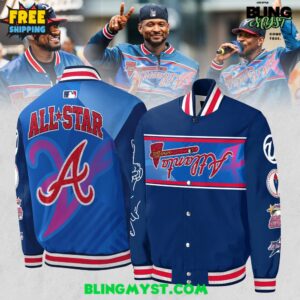 Atlanta Braves Peace Up A-Town Down 2025 Blue Baseball Jacket