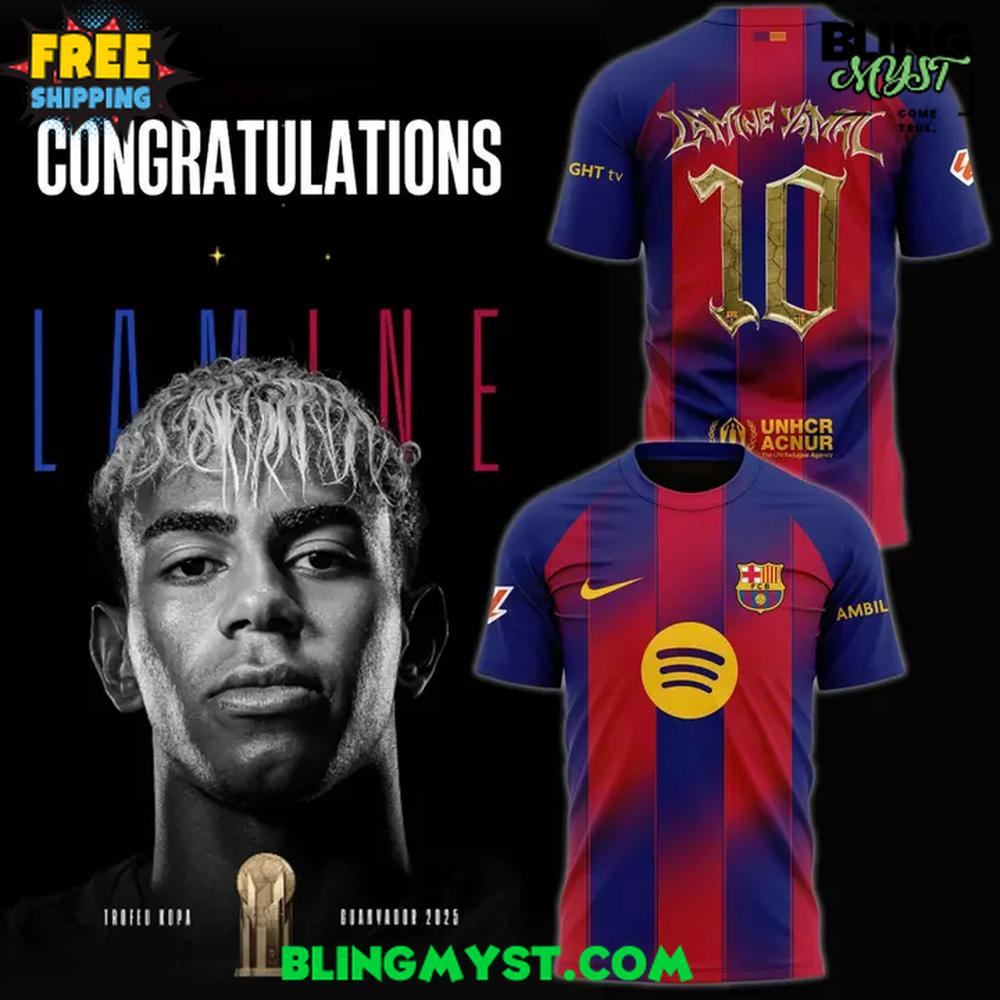 FC BARCELONA Congratulations Lamine Yamal 2025 T-Shirt FC BARCELONA Congratulations Lamine Yamal 2025 T-Shirt