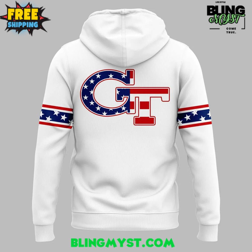 Georgia Tech Yellow Jackets Salute to Service 2025 White Hoodie Georgia Tech Yellow Jackets Salute to Service 2025 White Hoodie