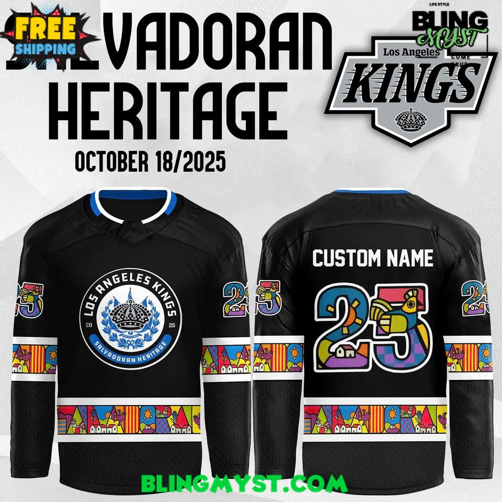 Los Angeles Kings Salvadoran Heritage 2025 Hockey Jersey Los Angeles Kings Salvadoran Heritage 2025 Hockey Jersey