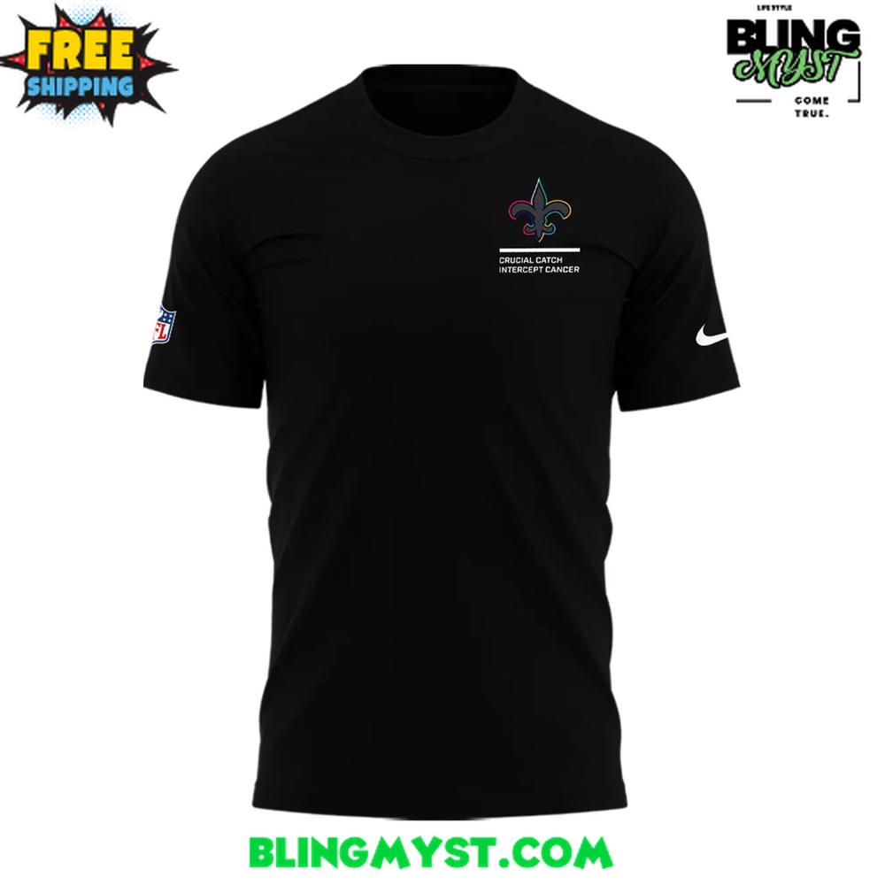 New Orleans Saints Crucial Catch Intercept Cancer 2025 T-Shirt New Orleans Saints Crucial Catch Intercept Cancer 2025 T-Shirt