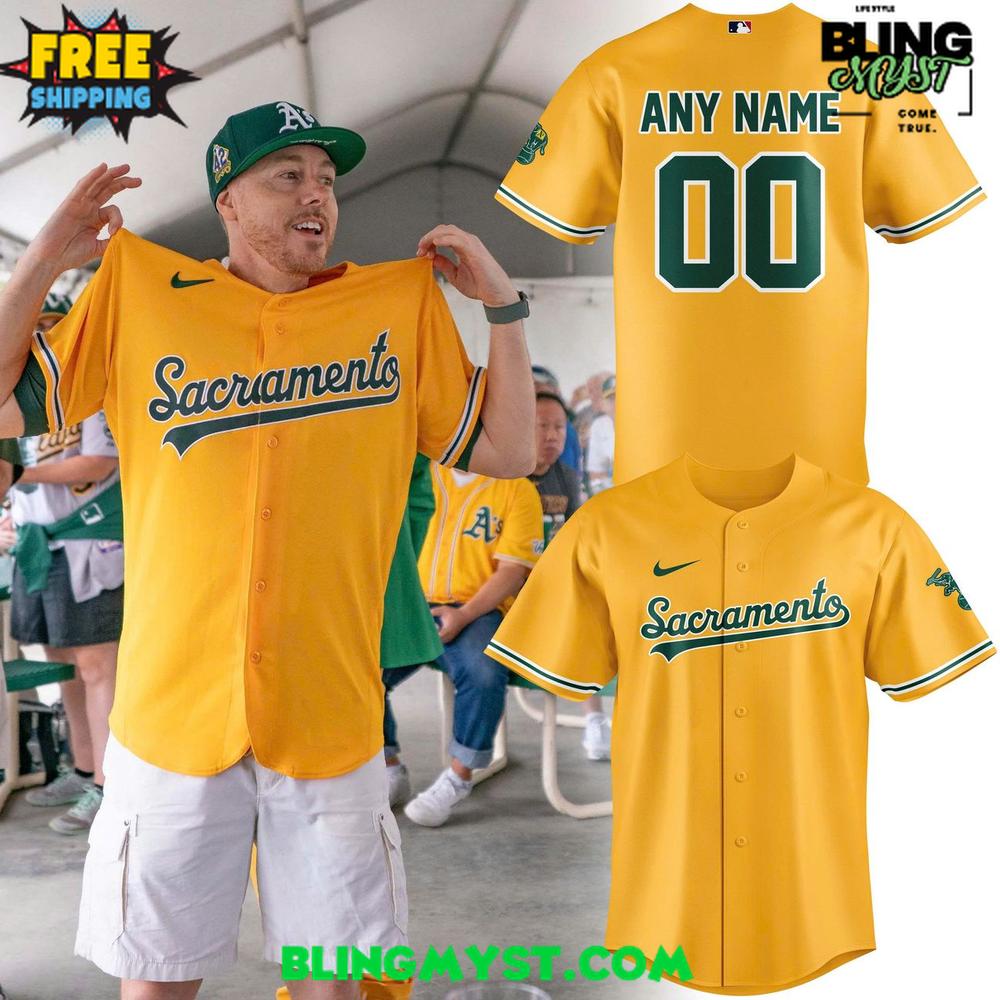 Oakland Athletics 2026 Sacramento Gold Baseball Jersey Oakland Athletics 2026 Sacramento Gold Baseball Jersey