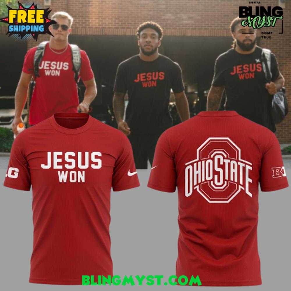 Ohio State Football Jesus Won Red T-Shirt Ohio State Football Jesus Won Red T-Shirt