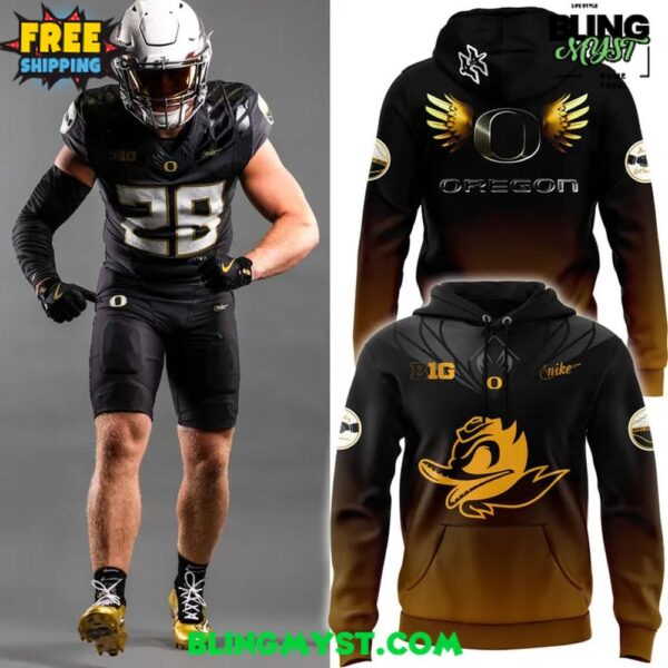 Oregon Ducks Shoe Duck 2025 Gold Hoodie