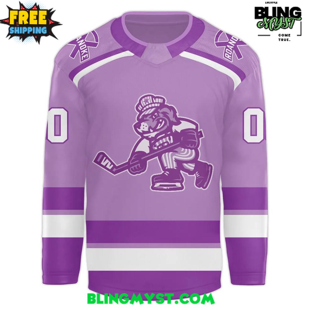 Roanoke Rail Yard Dawgs Stick it to Cancer 2025 Hockey Jersey Roanoke Rail Yard Dawgs Stick it to Cancer 2025 Hockey Jersey