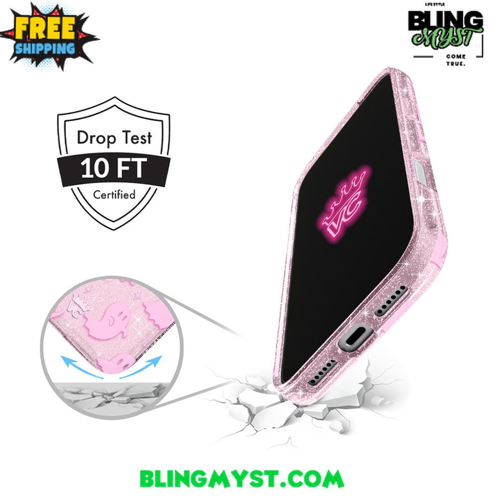 Velvet Caviar Ghosted Pink Glitter Halloween iPhone Case Velvet Caviar Ghosted Pink Glitter Halloween iPhone Case