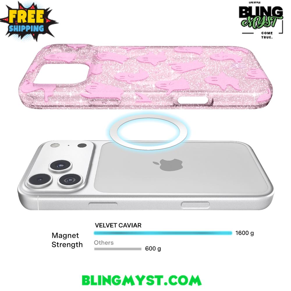 Velvet Caviar Ghosted Pink Glitter Halloween iPhone Case Velvet Caviar Ghosted Pink Glitter Halloween iPhone Case