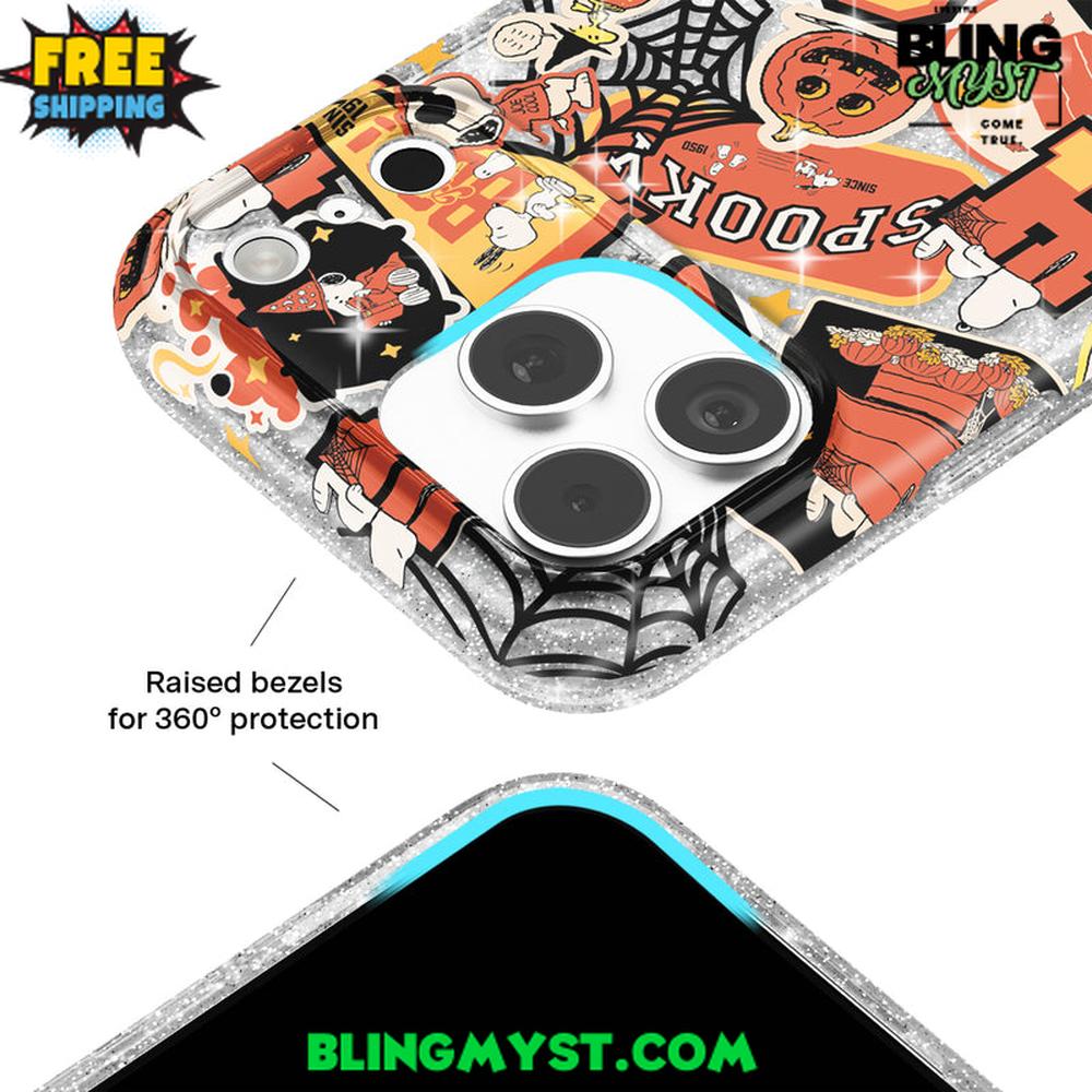 Velvet Caviar Snoopy Halloween Varsity Glitter iPhone Case Velvet Caviar Snoopy Halloween Varsity Glitter iPhone Case