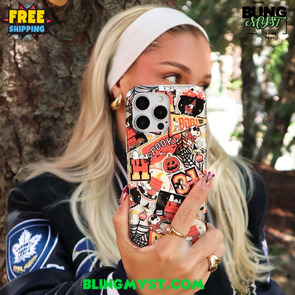 Velvet Caviar Snoopy Halloween Varsity Glitter iPhone Case Velvet Caviar Snoopy Halloween Varsity Glitter iPhone Case