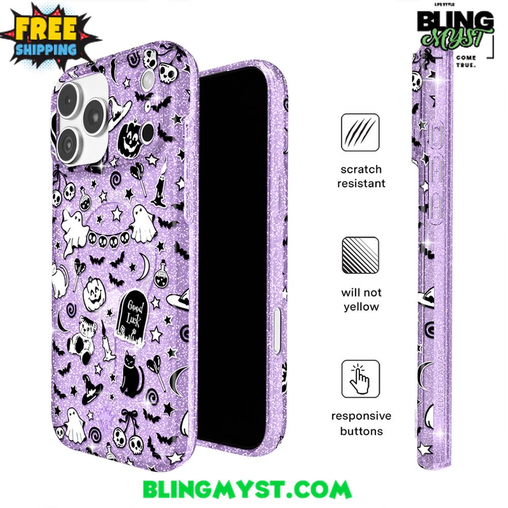 Velvet Caviar Witchy Lilac Glitter Halloween iPhone Case Velvet Caviar Witchy Lilac Glitter Halloween iPhone Case