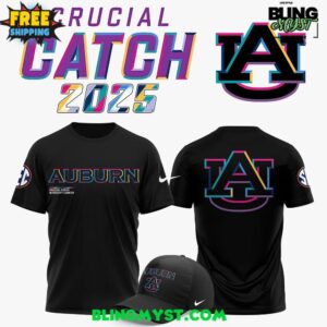 Auburn Tigers Crucial Catch Intercept Cancer 2025 T-Shirt