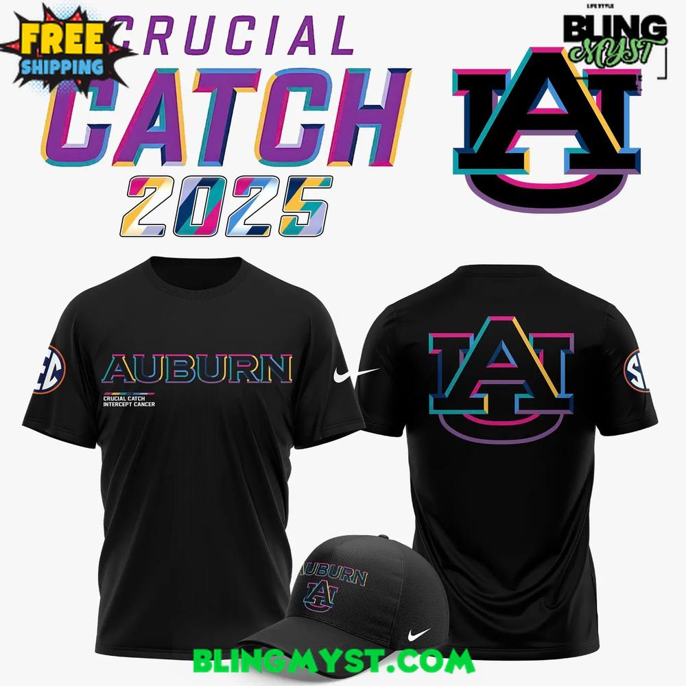Auburn Tigers Crucial Catch Intercept Cancer 2025 T-Shirt Auburn Tigers Crucial Catch Intercept Cancer 2025 T-Shirt