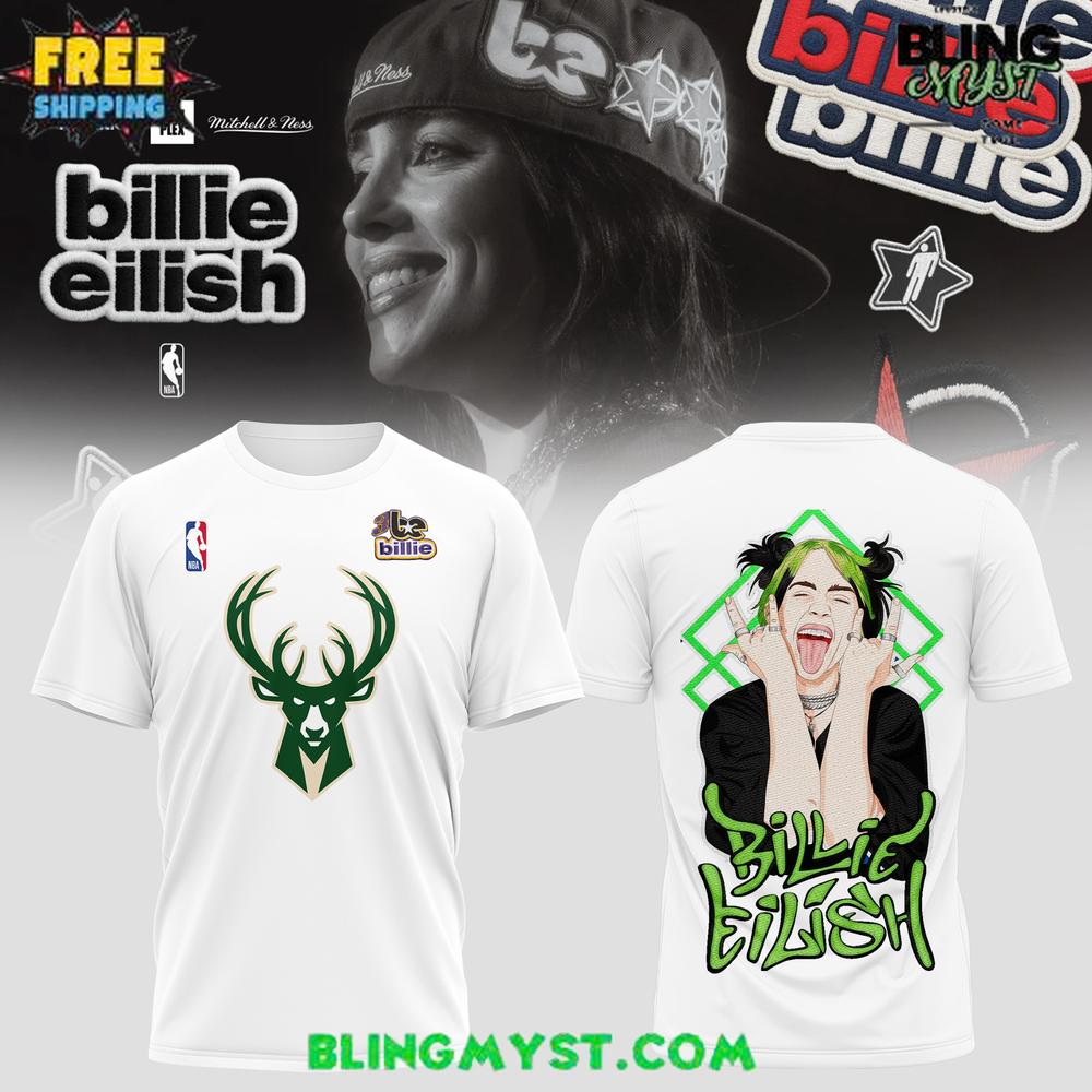 Billie Eilish x Mitchell & Ness NBA League 2025 T-Shirt Billie Eilish x Mitchell & Ness NBA League 2025 T-Shirt
