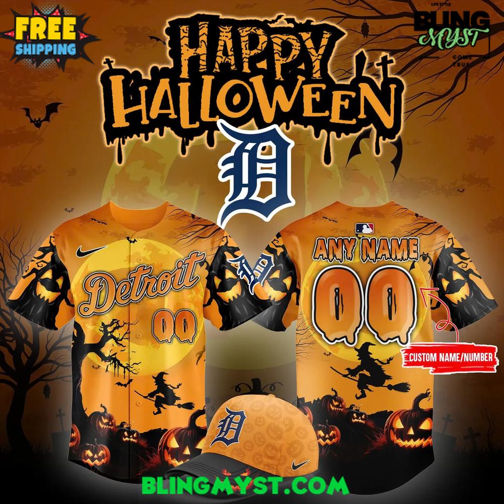 Detroit Tigers Happy Halloween 2025 Baseball Jersey Detroit Tigers Happy Halloween 2025 Baseball Jersey