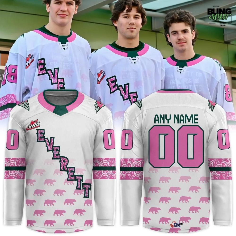 Everett Silvertips Cancer Special Edition Hockey Jersey Everett Silvertips Cancer Special Edition Hockey Jersey