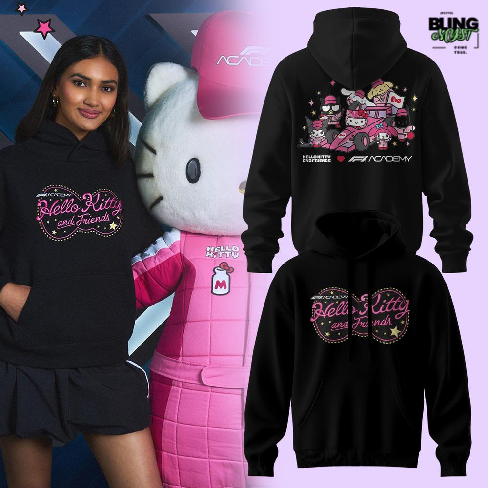 F1 Academy Hello Kitty and Friends Limited Edition Black Hoodie F1 Academy Hello Kitty and Friends Limited Edition Black Hoodie