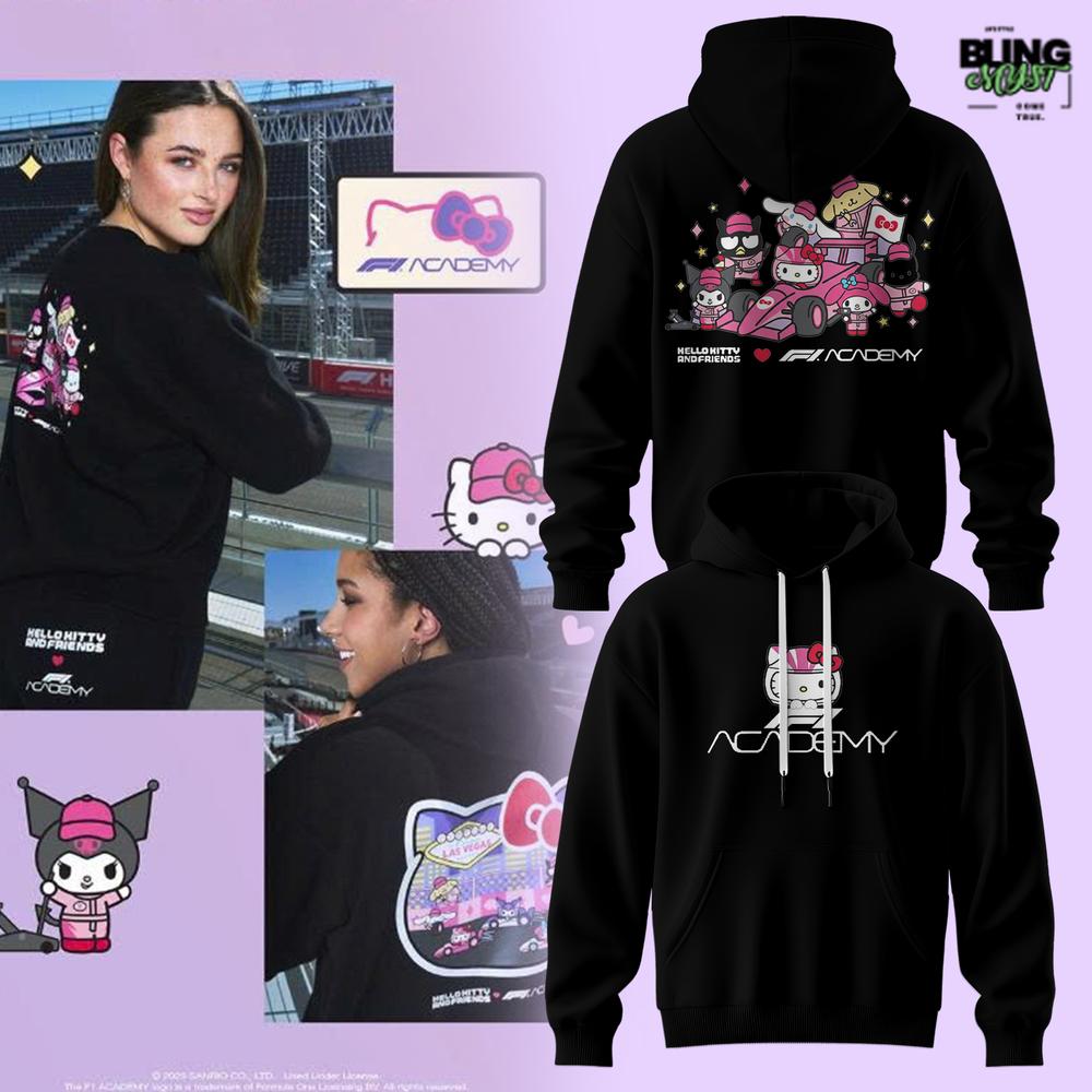 F1 Academy Hello Kitty and Friends Limited Edition Black Hoodie F1 Academy Hello Kitty and Friends Limited Edition Black Hoodie