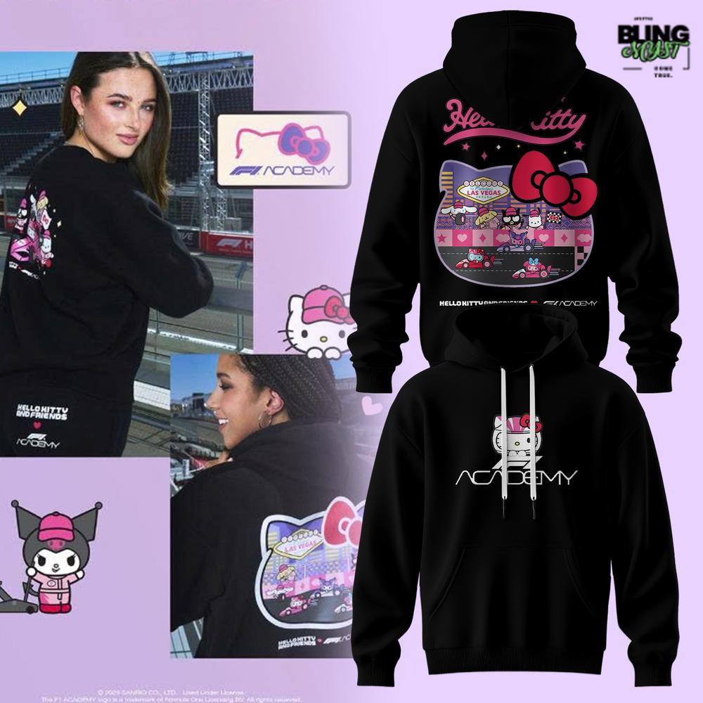 F1 Academy Hello Kitty and Friends Limited Edition Black Hoodie F1 Academy Hello Kitty and Friends Limited Edition Black Hoodie