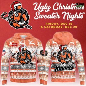 Fort Wayne Komets Ugly Christmas Sweater Night Hoodie