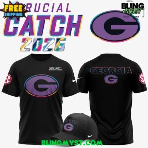 Georgia Bulldogs Crucial Catch Intercept Cancer 2025 T-Shirt