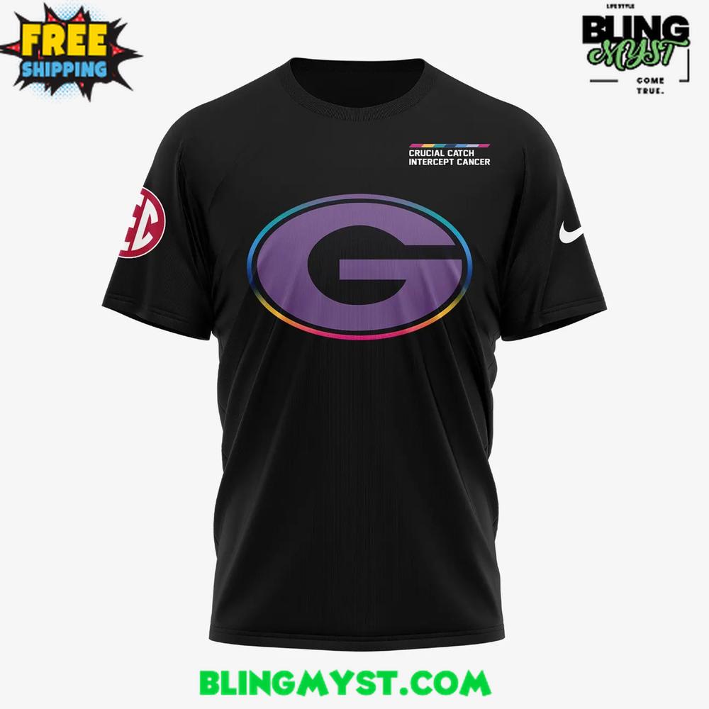 Georgia Bulldogs Crucial Catch Intercept Cancer 2025 T-Shirt Georgia Bulldogs Crucial Catch Intercept Cancer 2025 T-Shirt