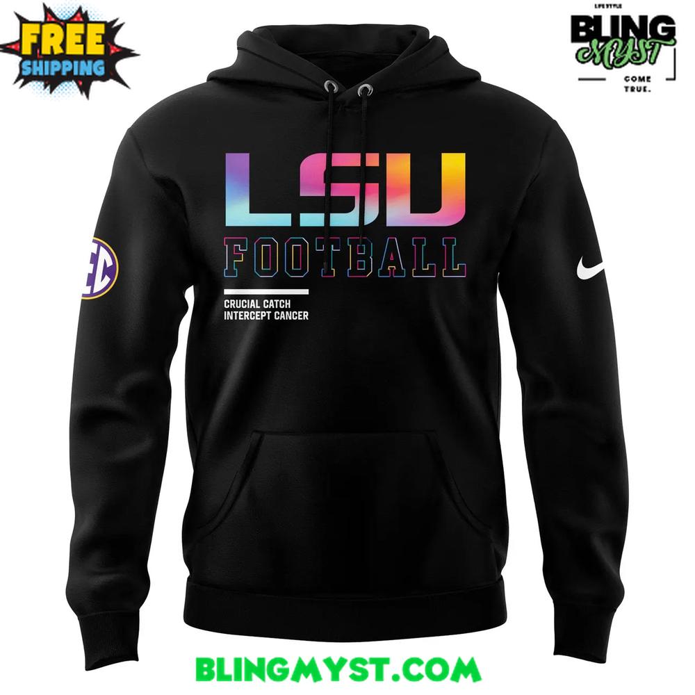 LSU Tigers Crucial Catch Intercept Cancer 2025 Hoodie LSU Tigers Crucial Catch Intercept Cancer 2025 Hoodie