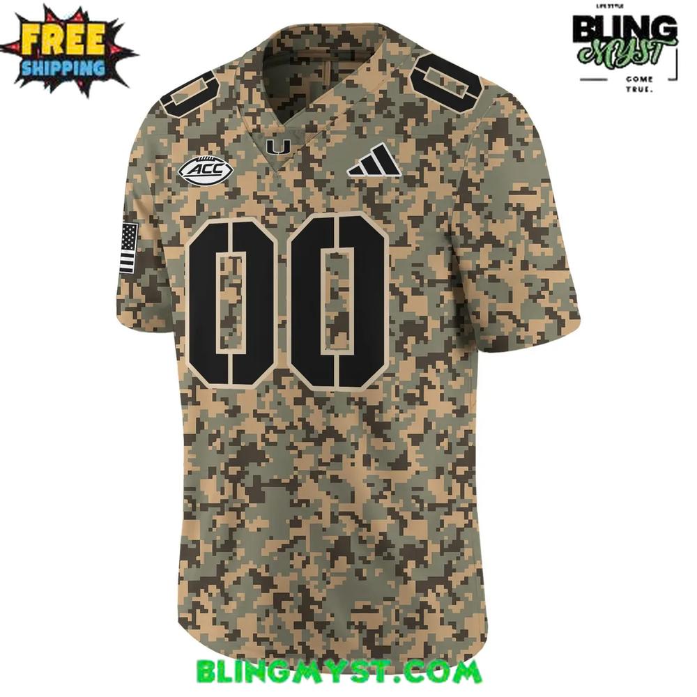 Miami Hurricanes Military Appreciation 2025 Camo Football Jersey Miami Hurricanes Military Appreciation 2025 Camo Football Jersey