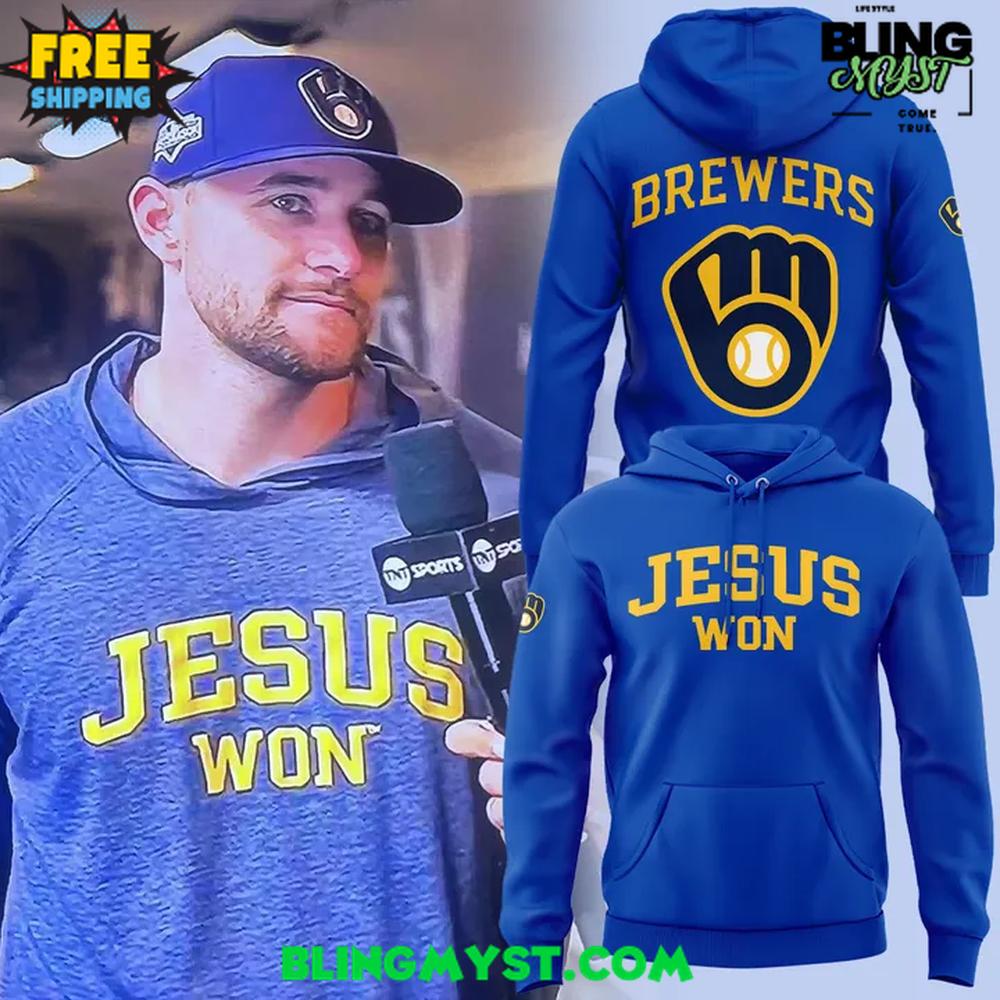 Milwaukee Brewers Jesus Won 2025 Special Edition Hoodie Milwaukee Brewers Jesus Won 2025 Special Edition Hoodie