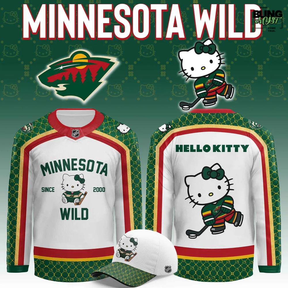 Minnesota Wild Collab Hello Kitty Special Edition Hockey Jersey Minnesota Wild Collab Hello Kitty Special Edition Hockey Jersey