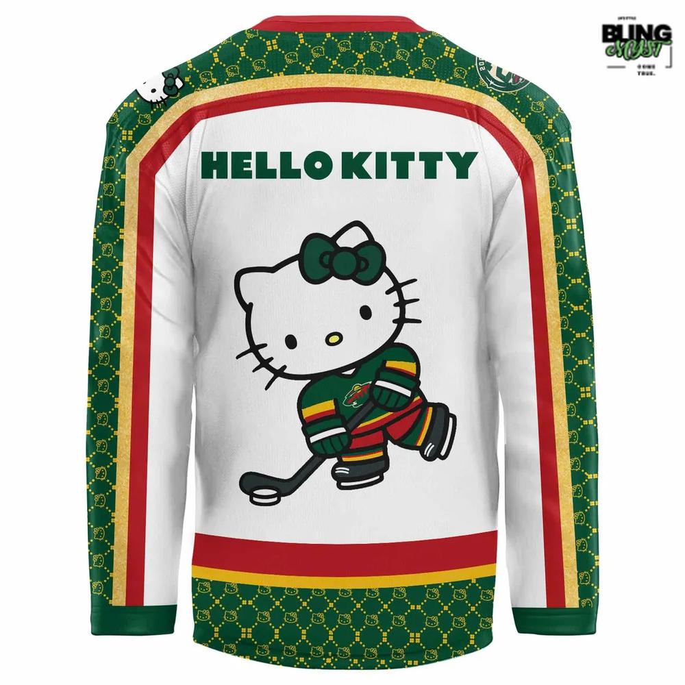 Minnesota Wild Collab Hello Kitty Special Edition Hockey Jersey Minnesota Wild Collab Hello Kitty Special Edition Hockey Jersey
