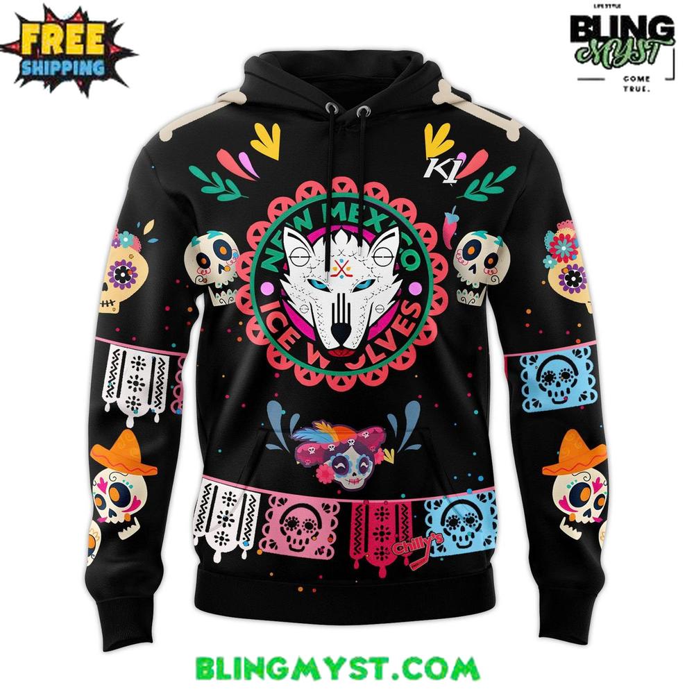 New Mexico Ice Wolves Dia de Los Muertos Premium Hoodie New Mexico Ice Wolves Dia de Los Muertos Premium Hoodie