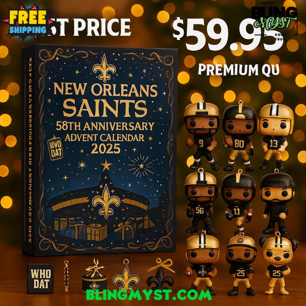 New Orleans Saints 59TH ANNIVERSARY Christmas Limited Edition Advent Calendar 2025 New Orleans Saints 59TH ANNIVERSARY Christmas Limited Edition Advent Calendar 2025