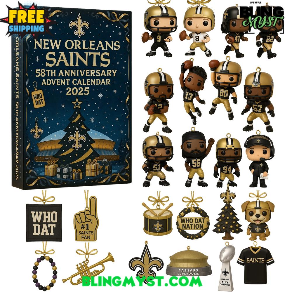 New Orleans Saints 59TH ANNIVERSARY Christmas Limited Edition Advent Calendar 2025 New Orleans Saints 59TH ANNIVERSARY Christmas Limited Edition Advent Calendar 2025