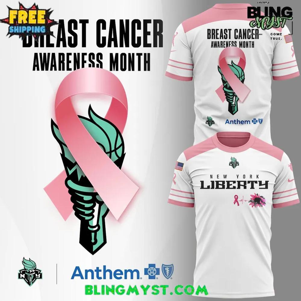 New York Liberty for Breast Cancer Awareness Month Special T-Shirt New York Liberty for Breast Cancer Awareness Month Special T-Shirt