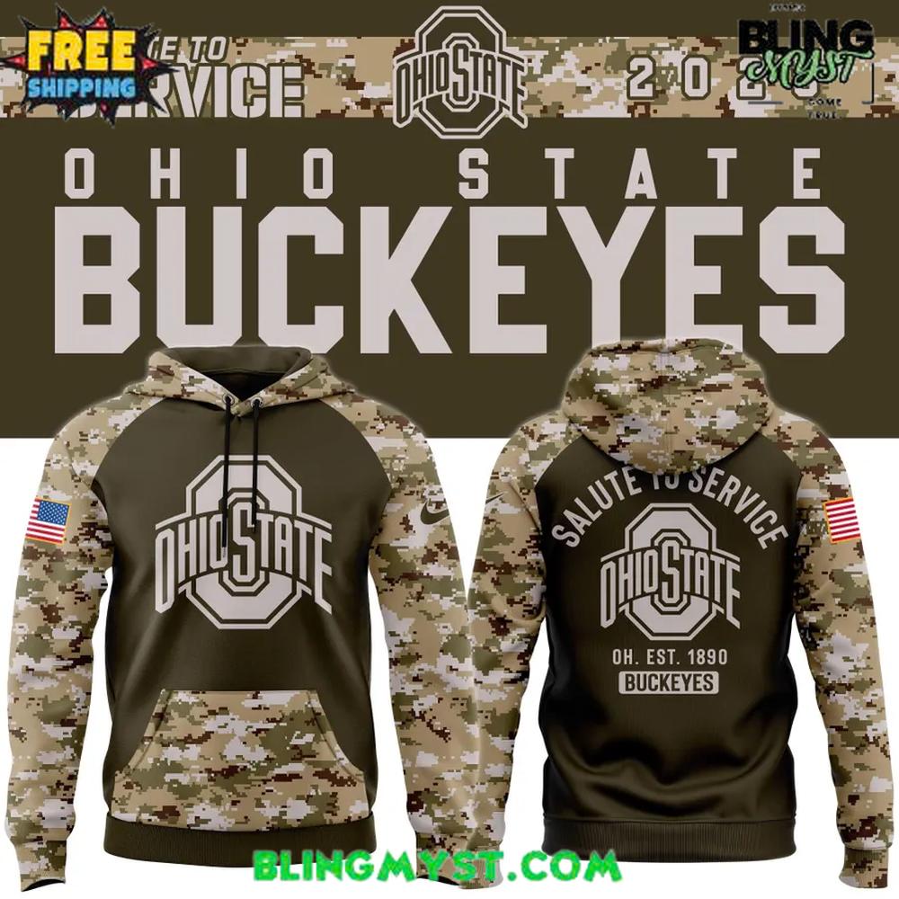 Ohio State Buckeyes 2025 Salute To Service Special Camo Hoodie Ohio State Buckeyes 2025 Salute To Service Special Camo Hoodie