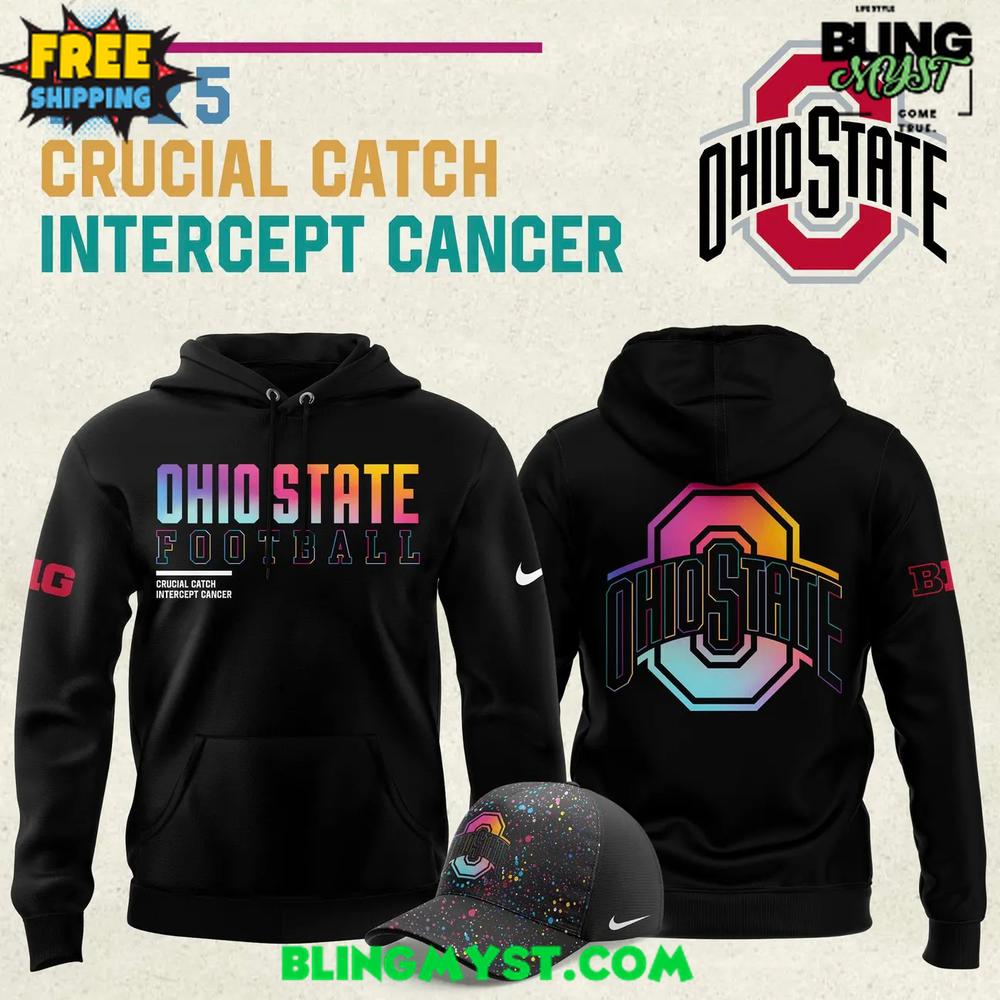 Ohio State Buckeyes Crucial Catch Intercept Cancer 2025 Hoodie Ohio State Buckeyes Crucial Catch Intercept Cancer 2025 Hoodie