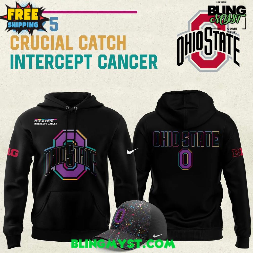 Ohio State Buckeyes Crucial Catch Intercept Cancer 2025 Hoodie Ohio State Buckeyes Crucial Catch Intercept Cancer 2025 Hoodie