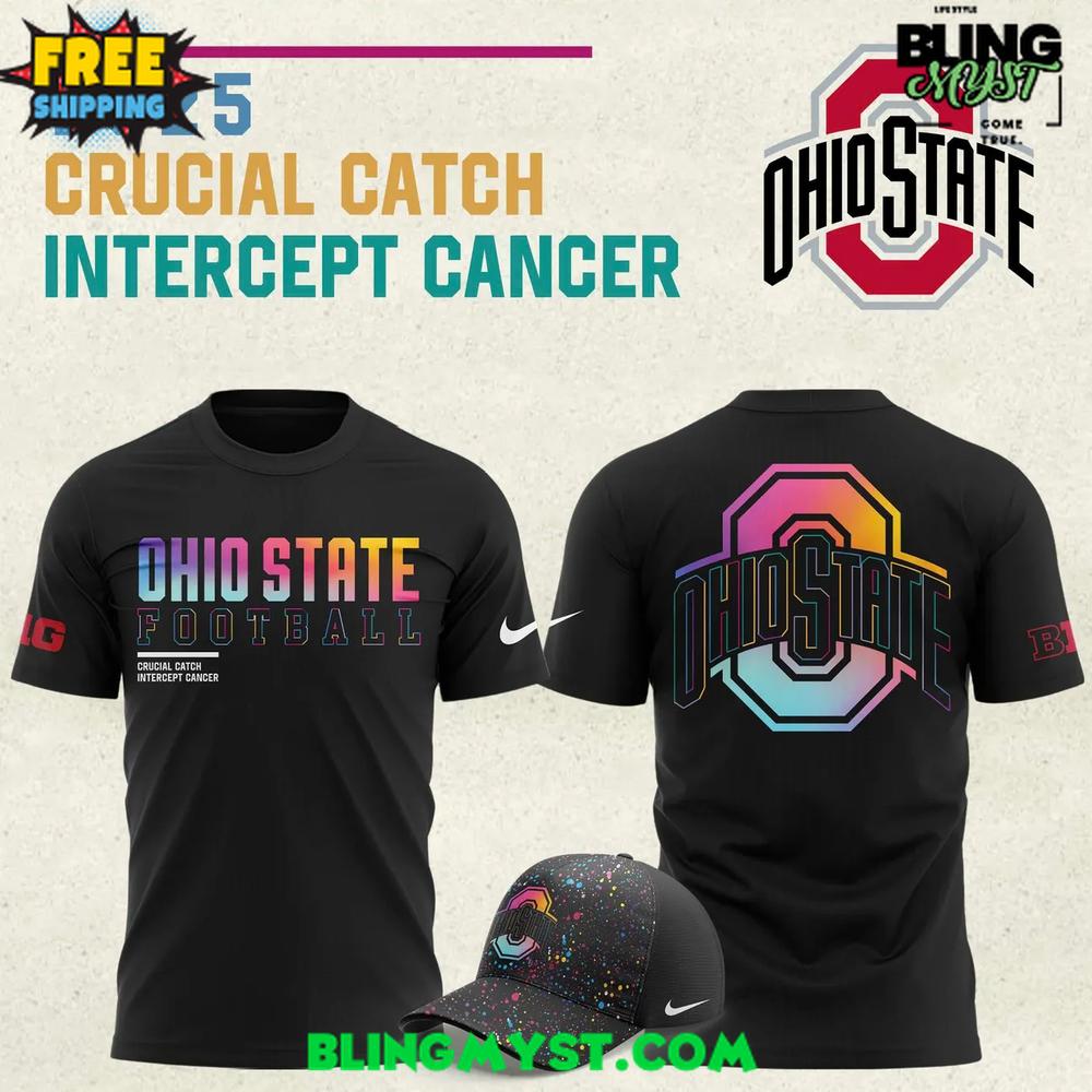 Ohio State Buckeyes Crucial Catch Intercept Cancer 2025 T-Shirt Ohio State Buckeyes Crucial Catch Intercept Cancer 2025 T-Shirt
