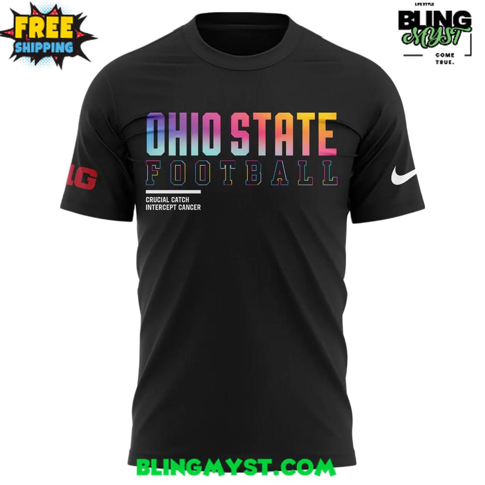 Ohio State Buckeyes Crucial Catch Intercept Cancer 2025 T-Shirt Ohio State Buckeyes Crucial Catch Intercept Cancer 2025 T-Shirt