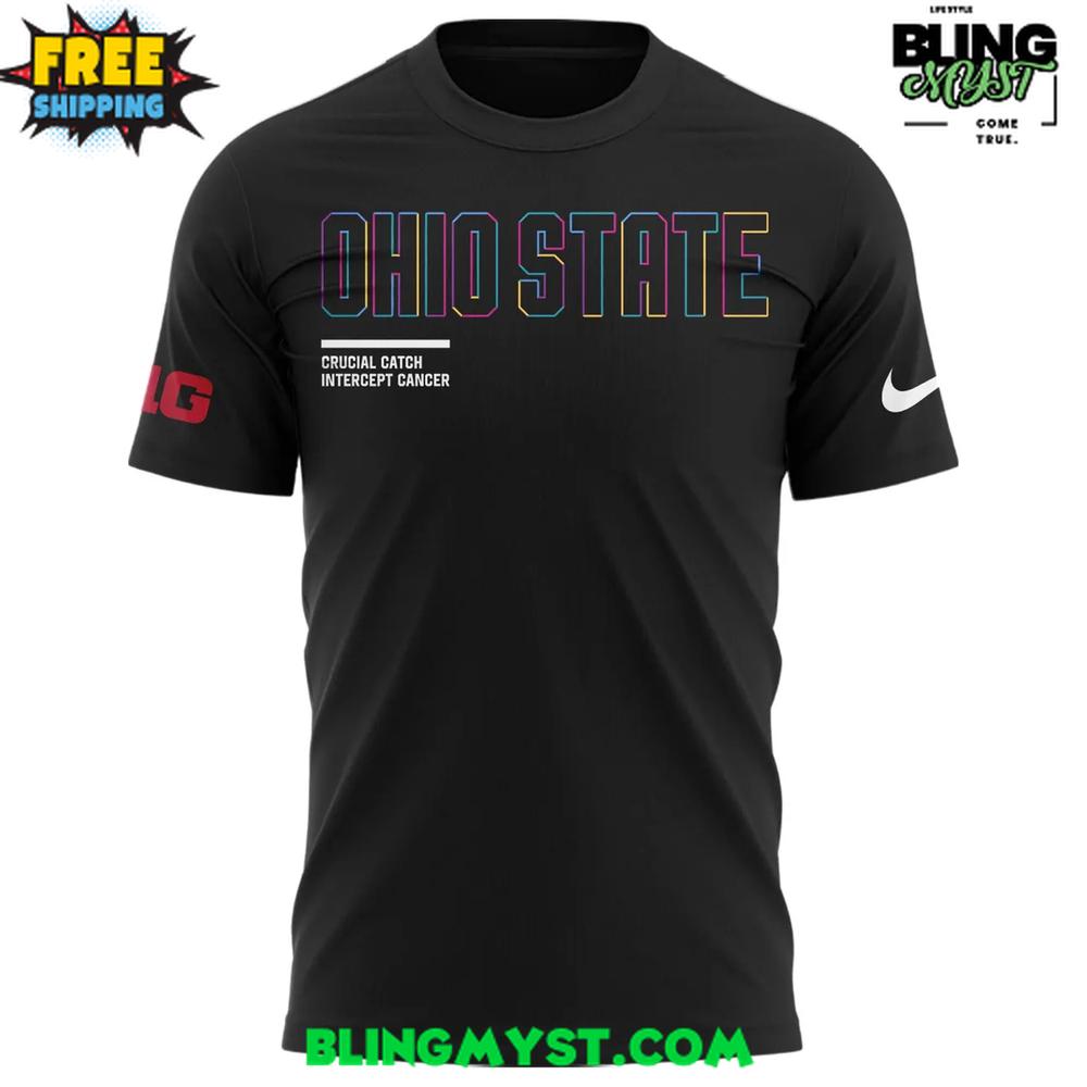 Ohio State Buckeyes Crucial Catch Intercept Cancer 2025 T-Shirt Ohio State Buckeyes Crucial Catch Intercept Cancer 2025 T-Shirt