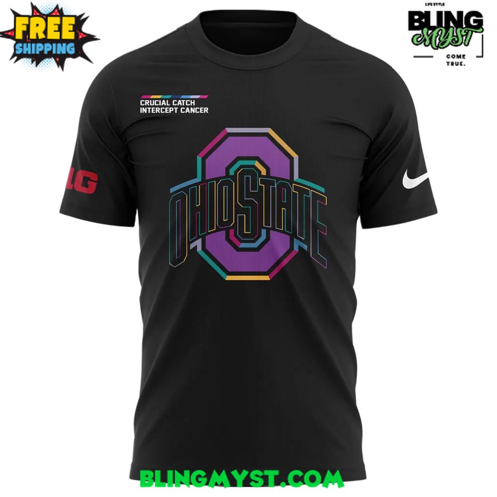 Ohio State Buckeyes Crucial Catch Intercept Cancer 2025 T-Shirt Ohio State Buckeyes Crucial Catch Intercept Cancer 2025 T-Shirt