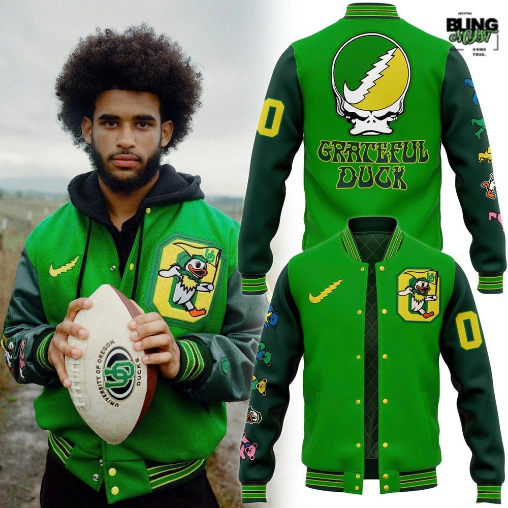 Oregon Ducks Collab Grateful Dead Edition Baseball Jacket Oregon Ducks Collab Grateful Dead Edition Baseball Jacket
