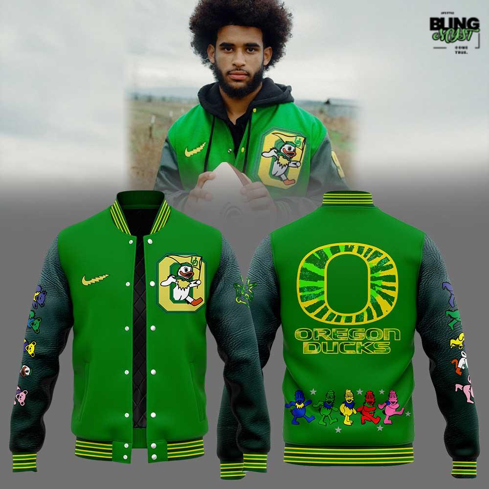Oregon Ducks Collab Grateful Dead Edition Baseball Jacket Oregon Ducks Collab Grateful Dead Edition Baseball Jacket