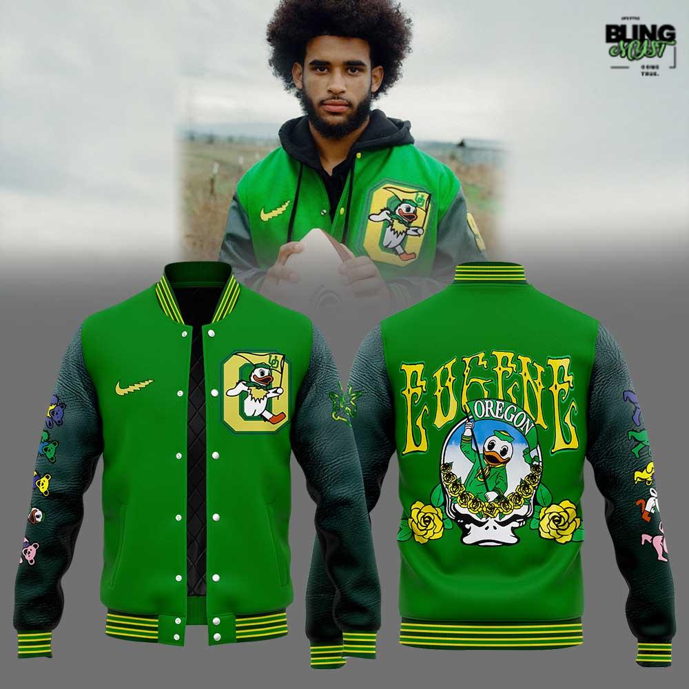 Oregon Ducks Collab Grateful Dead Edition Baseball Jacket Oregon Ducks Collab Grateful Dead Edition Baseball Jacket