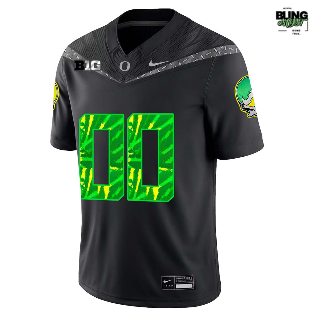 Oregon Ducks Collab Grateful Dead Limited Edition Football Jersey Oregon Ducks Collab Grateful Dead Limited Edition Football Jersey