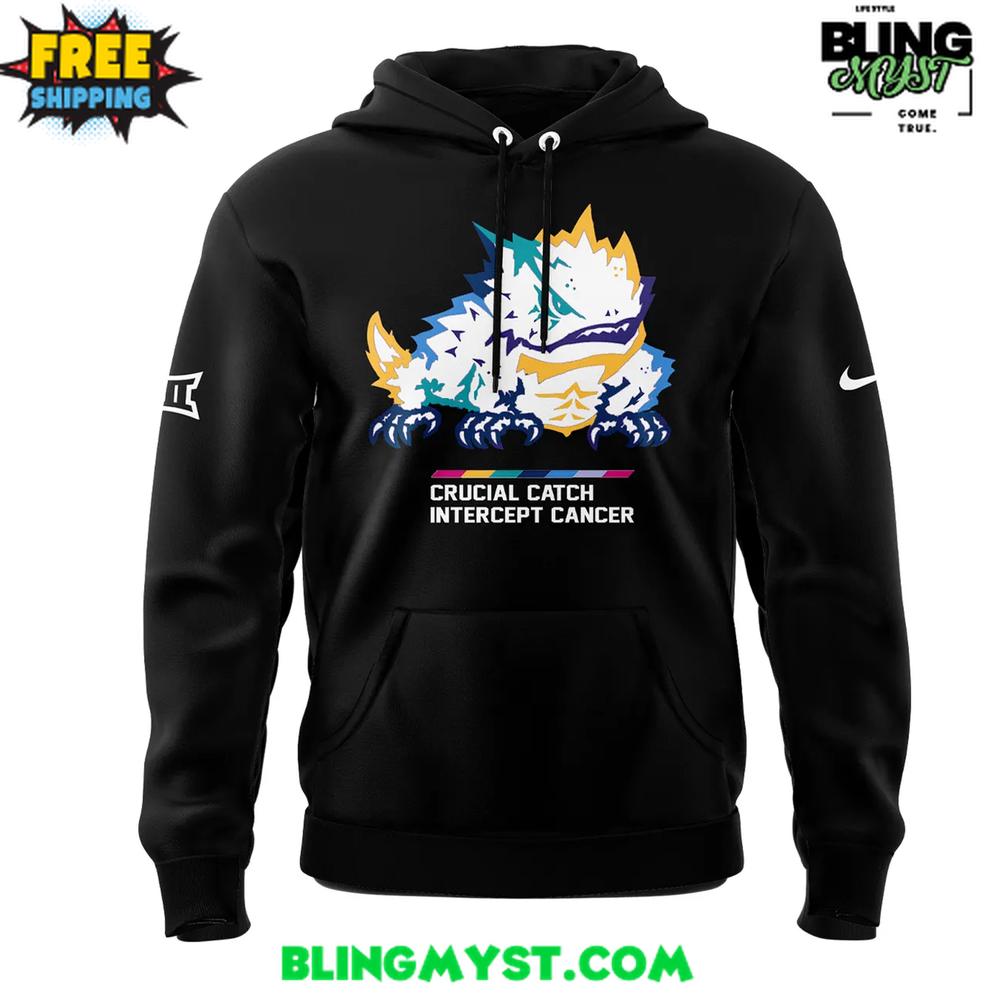 TCU Horned Frogs Crucial Catch Intercept Cancer 2025 Hoodie TCU Horned Frogs Crucial Catch Intercept Cancer 2025 Hoodie