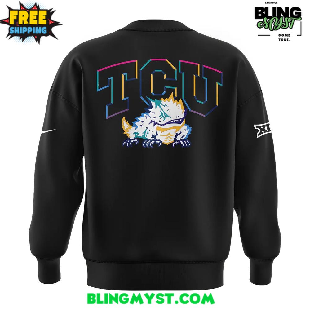 TCU Horned Frogs Crucial Catch Intercept Cancer 2025 Sweatshirt TCU Horned Frogs Crucial Catch Intercept Cancer 2025 Sweatshirt