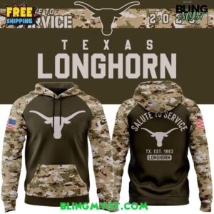 Texas Longhorns Football 2025 Salute To Service Special Camo Hoodie