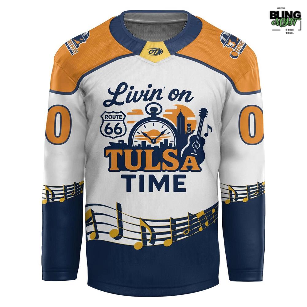 Tulsa Oilers Livin’ on Tulsa Time 2025 Hockey Jersey Tulsa Oilers Livin’ on Tulsa Time 2025 Hockey Jersey
