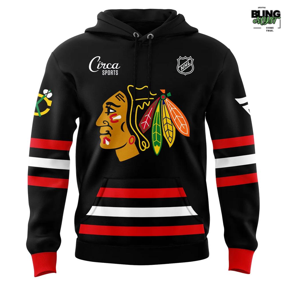 Chicago Blackhawks Black Alternate Uniform Returns After Two Decades NHL Hoodie Chicago Blackhawks Black Alternate Uniform Returns After Two Decades NHL Hoodie